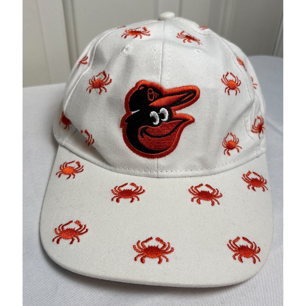 Baltimore Orioles White Cap Orange Crab Embroidery MLB Baseball Fan Hat